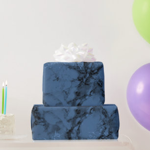 De donkere Blauwe Marmeren Textuur van het Denim Cadeaupapier