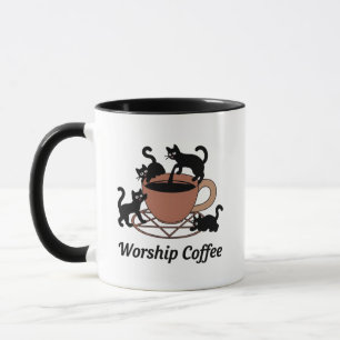 De Donkere Heer Katten Aanbidden Koffie, Aanbidden Mok