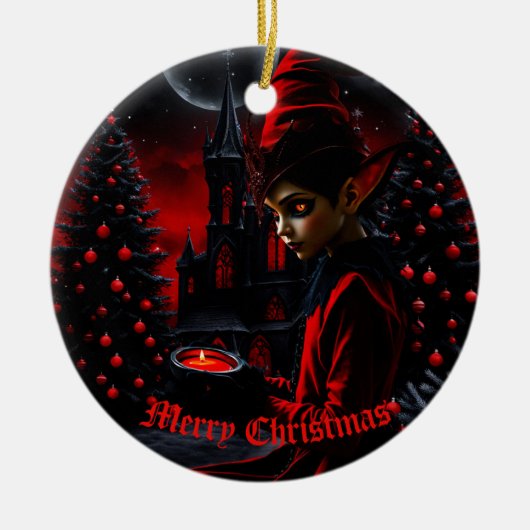 De donkere kersttijd. keramisch ornament (Voorkant)