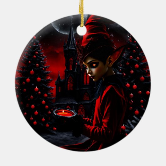 De donkere kersttijd. keramisch ornament (Achterkant)