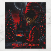 De donkere kersttijd. wijn etiket (Enkel label)