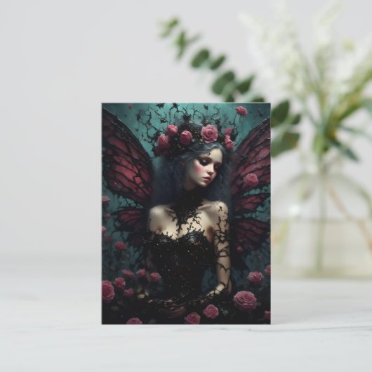 De donkere Rozen fee Briefkaart (Staand voorkant)