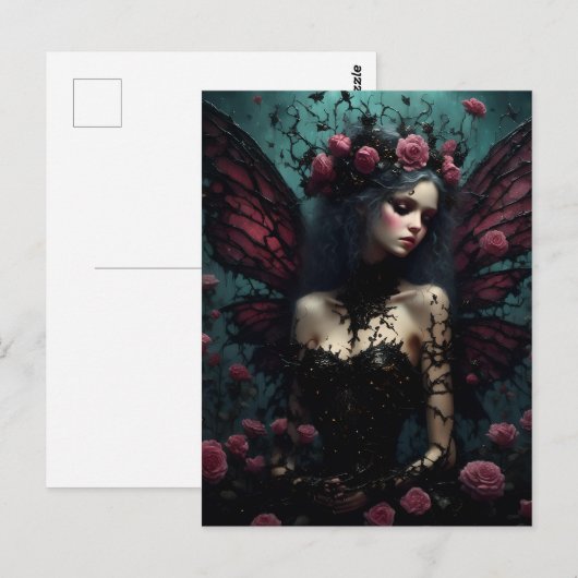 De donkere Rozen fee Briefkaart (Voorkant / Achterkant)