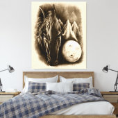 De donkere zijde - Surreal Black Horse and Moon Canvas Afdruk (Insitu (Slaapkamer))