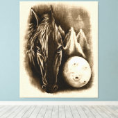 De donkere zijde - Surreal Black Horse and Moon Canvas Afdruk (Insitu (Houten vloer))