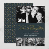 De donkergroene Foto van Frohe Weihnachten Feestdagenkaart (Voorkant / Achterkant)