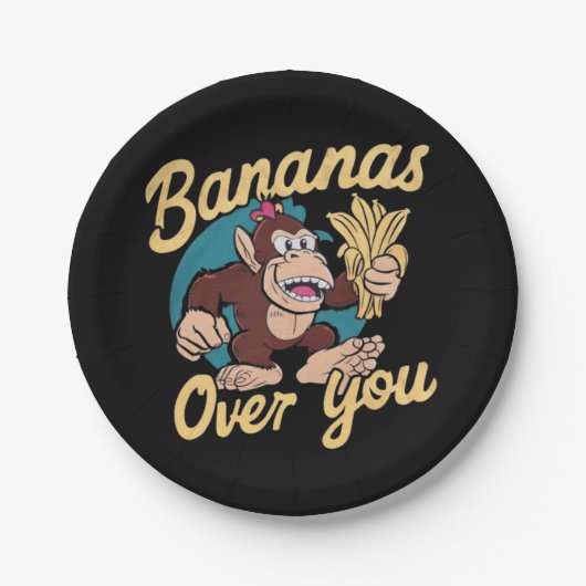 De Donkey Kong, bananen boven je Papieren Bordje (Voorkant)