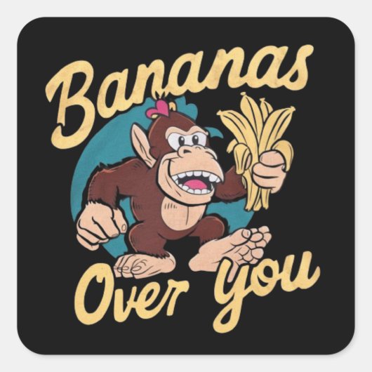 De Donkey Kong, bananen boven je Vierkante Sticker (Voorkant)