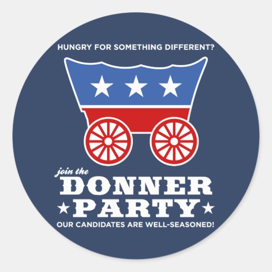 De Donner-partij - hongerig naar iets anders? Ronde Sticker (Voorkant)