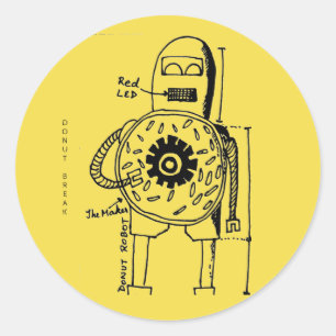 De Donut Robot Ronde Sticker