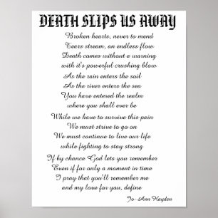DE DOOD GLIPT ONS WEG GEDICHT POSTER