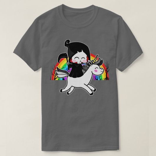 De dood is een magische orn Grim Reaper regenboog T-shirt (Design voorkant)