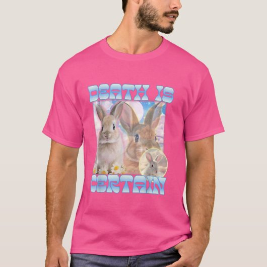 De dood is zeker Cringe Bunny grappig vreemd speci T-shirt (Voorkant)