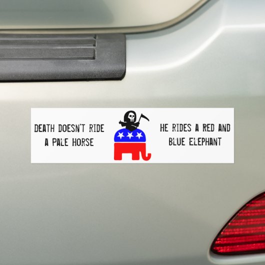 De dood leidt tot een rode en blauwe olifant bumpersticker (Op auto)
