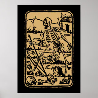 De dood - Oude Indische/Aziatische Tarot-Kaart Poster