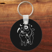De Dood Rijden Een Kat Grappig Halloween Kostuum P Sleutelhanger (Voorkant)