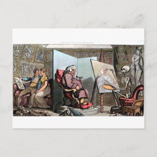 De dood schildert een briefkaart van het Portret