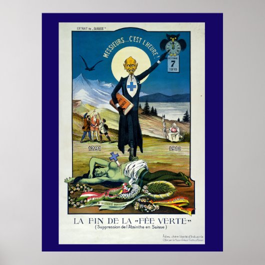 De dood van de Groene Fairy, Absinthe Briefkaart Poster (Voorkant)