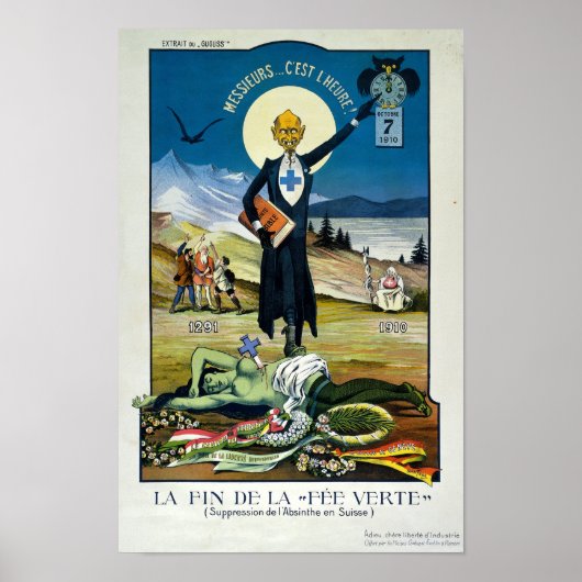 "De dood van het groenfeest", Absinthe Poster (Voorkant)