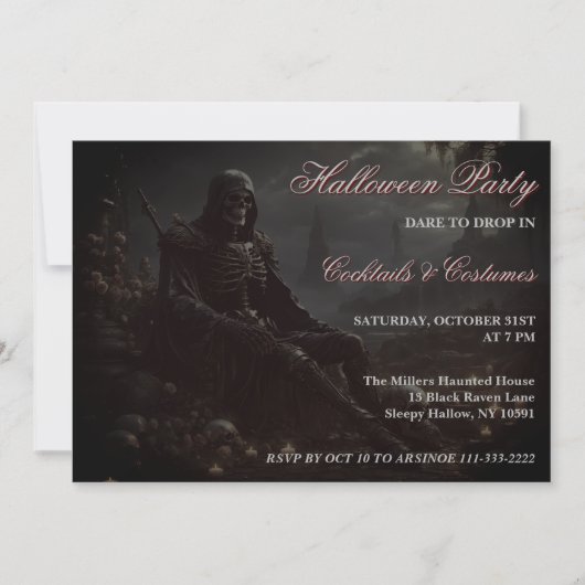 De Dood Volgt Je Halloween Uitnodiging (Voorkant)