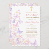 De Doop en de Eerste Verjaardag uitnodiging van on (Voorkant / Achterkant)