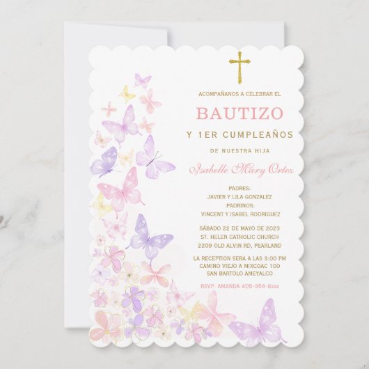 De Doop en de Eerste Verjaardag uitnodiging van on (Voorkant)