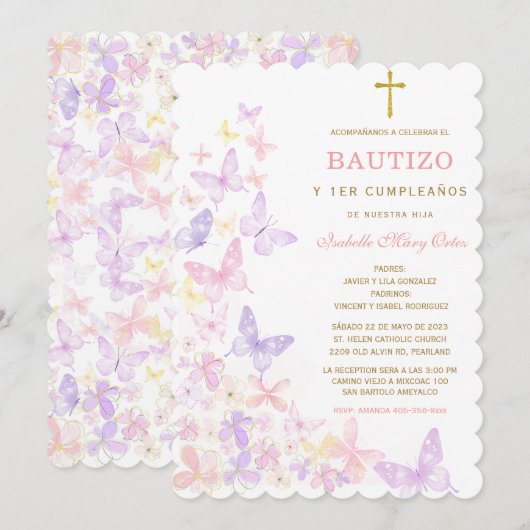 De Doop en eerste verjaardag uitnodiging van onze (Voorkant / Achterkant)