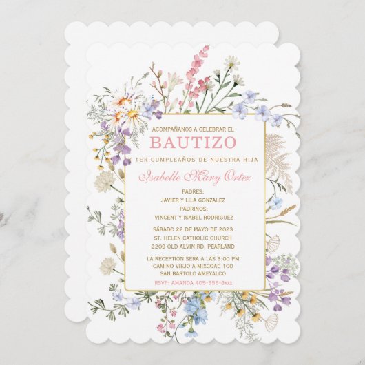 De Doop en eerste verjaardag uitnodiging van onze  (Voorkant / Achterkant)