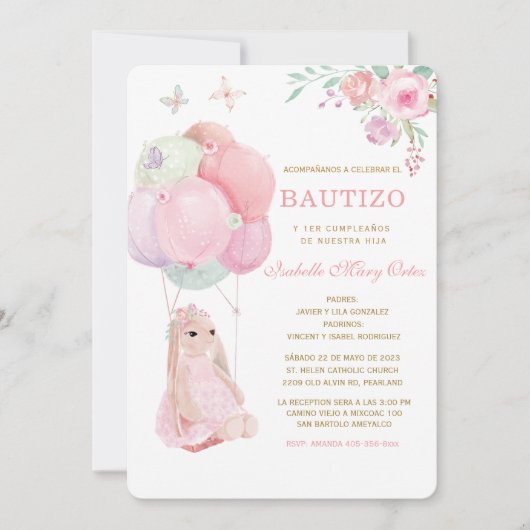 De Doop en eerste verjaardag uitnodiging van onze  (Voorkant)