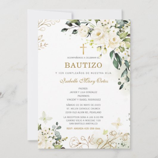 De Doop en eerste verjaardag van onze dochter Kaart (Voorkant)