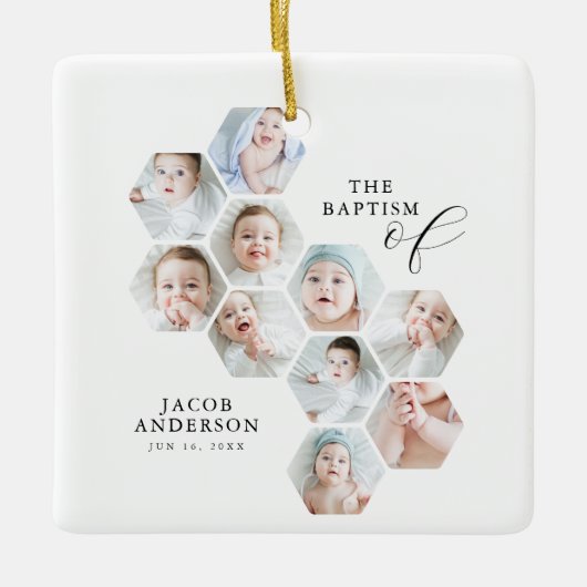 De doop moderne 10 foto collage keramisch ornament (Voorkant)