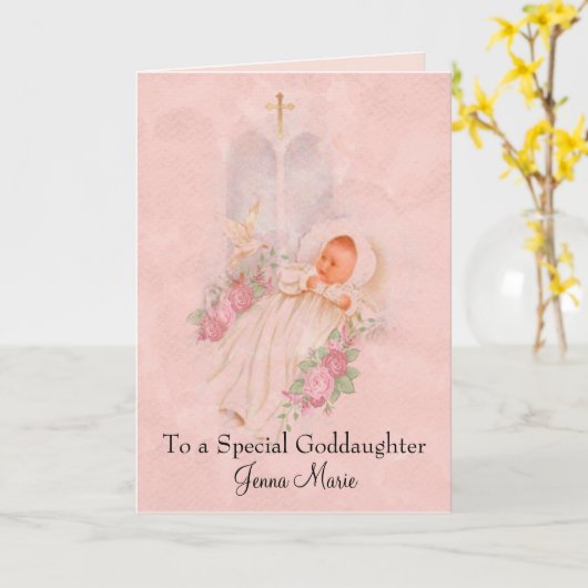 De doop Peetdochter van het Doopsel van het Meisje Kaart (Gele Bloem)