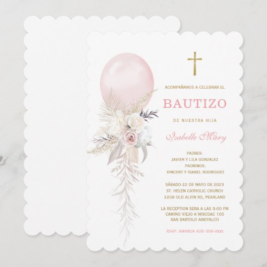 De Doop uitnodiging van onze dochter (Voorkant / Achterkant)