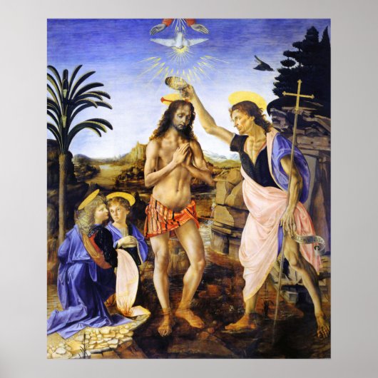 De doop van Christus door Leonardo da Vinci Fine A Poster (Voorkant)
