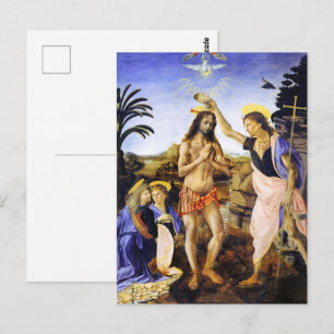 De doop van Christus door Leonardo da Vinci Kunstw Briefkaart