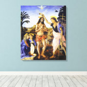 De doop van Christus door Leonardo da Vinci Kunstw Canvas Afdruk (Insitu (Houten vloer))