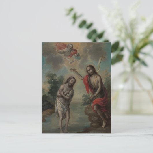 De doop van Christus door Nicolás Enríquez Briefkaart (Staand voorkant)