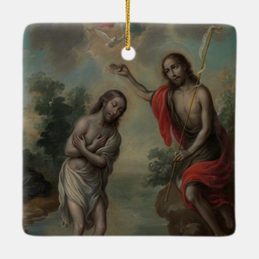 De doop van Christus door Nicolás Enríquez Keramisch Ornament (Achterkant)