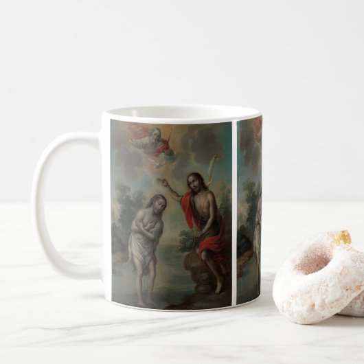 De doop van Christus door Nicolás Enríquez Koffiemok (Met donut)