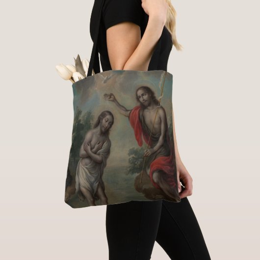 De doop van Christus door Nicolás Enríquez Tote Bag (Dichtbij)