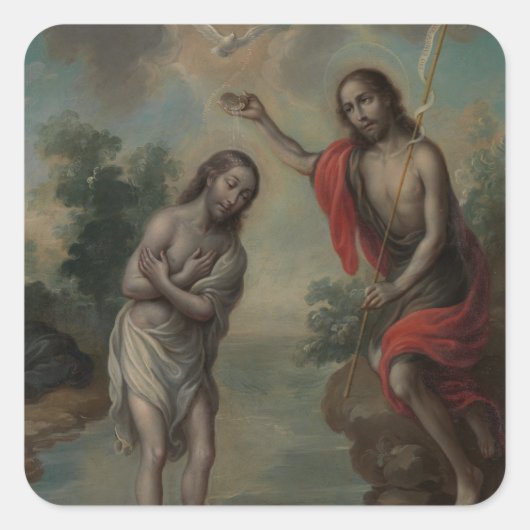 De doop van Christus door Nicolás Enríquez Vierkante Sticker (Voorkant)
