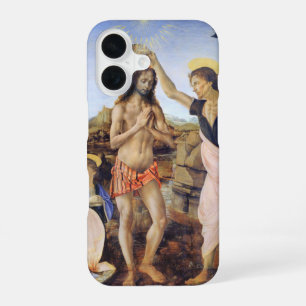 De Doop van Christus door Verrocchio, Leonardo da iPhone 16 Hoesje