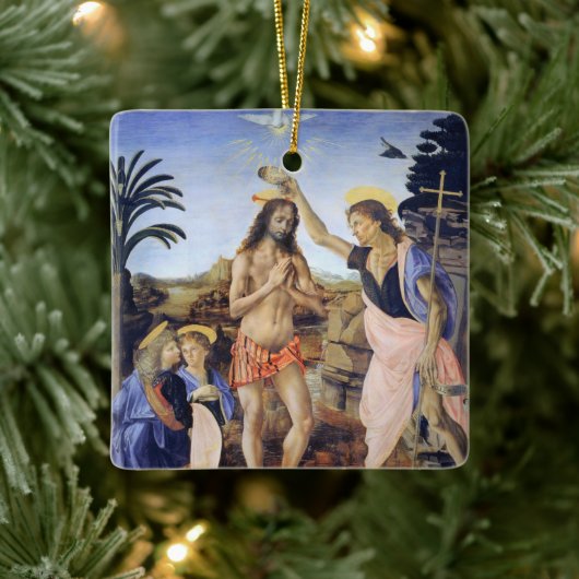 De doop van Christus door Verrocchio, Leonardo da  Keramisch Ornament (Boom)