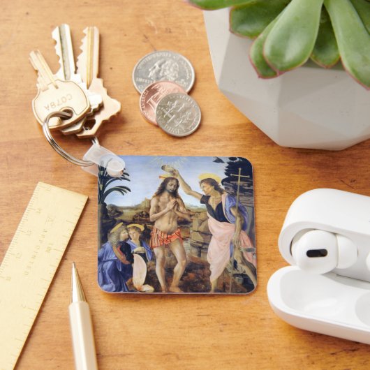 De doop van Christus door Verrocchio, Leonardo da  Sleutelhanger (Bureau)