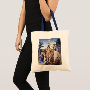 De doop van Christus door Verrocchio, Leonardo da Tote Bag