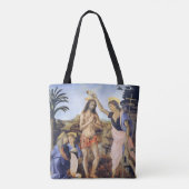 De doop van Christus door Verrocchio, Leonardo da Tote Bag (Achterkant)