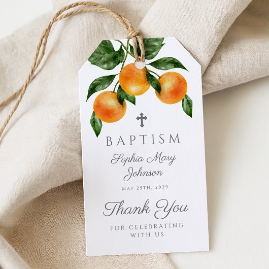 De doop van de moderne Sinaasappels Cadeaulabel