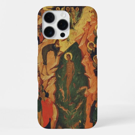 De doop van Jezus Christus Byzantijnse icoon iPhone Hoesje (Achterkant)