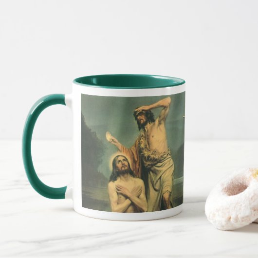 De doop van Jezus Christus door Johannes de Doper Mok (Met donut)
