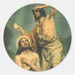 De doop van Jezus Christus door Johannes de Doper Ronde Sticker